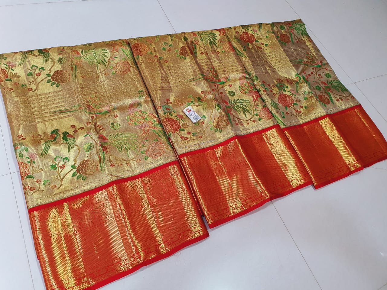 Bridal Kanchipuram Silk Saree with Unique 3D Birds Design - Image 3