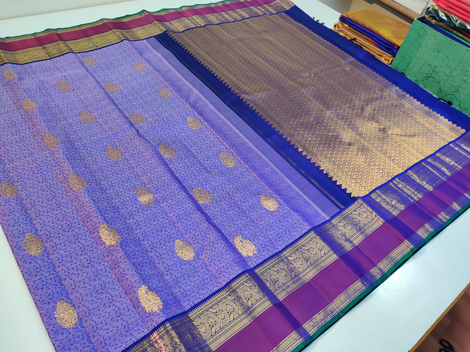 Embossed Kanchipuram Silk Sarees - Image 8