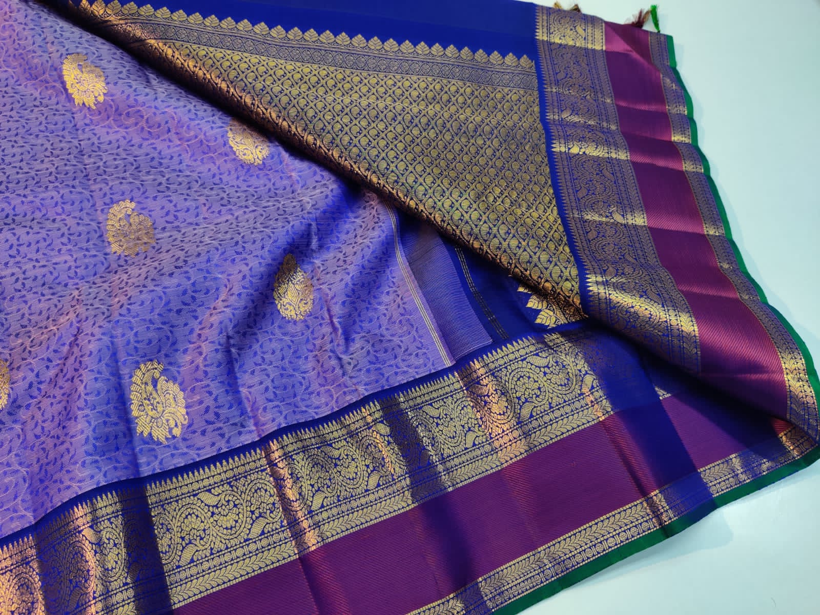 Embossed Kanchipuram Silk Sarees - Image 9