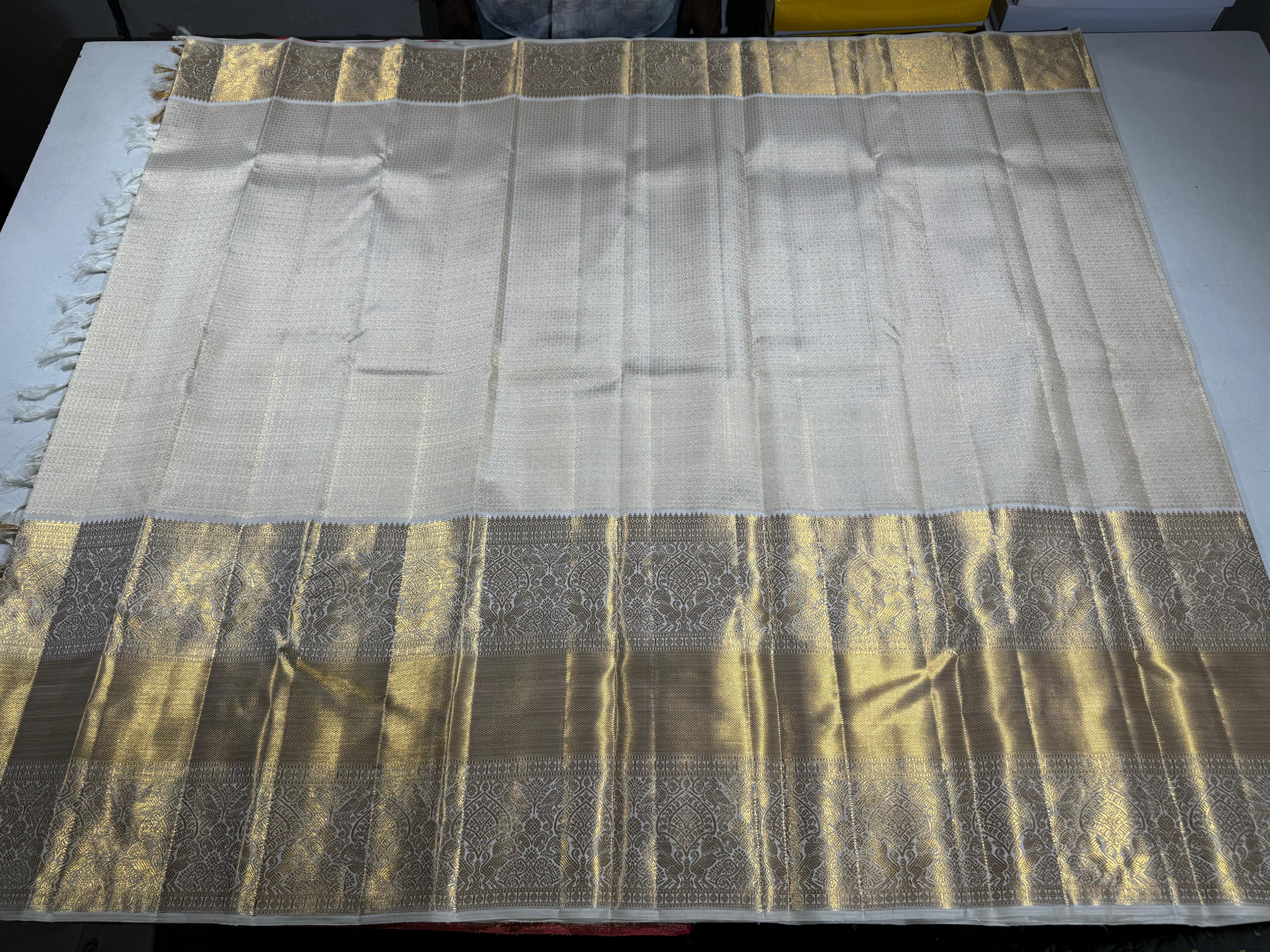 Celebrity Style - Keerthy Suresh Inspired Half White Pure Handloom Kanchipuram Silk Saree - Image 4