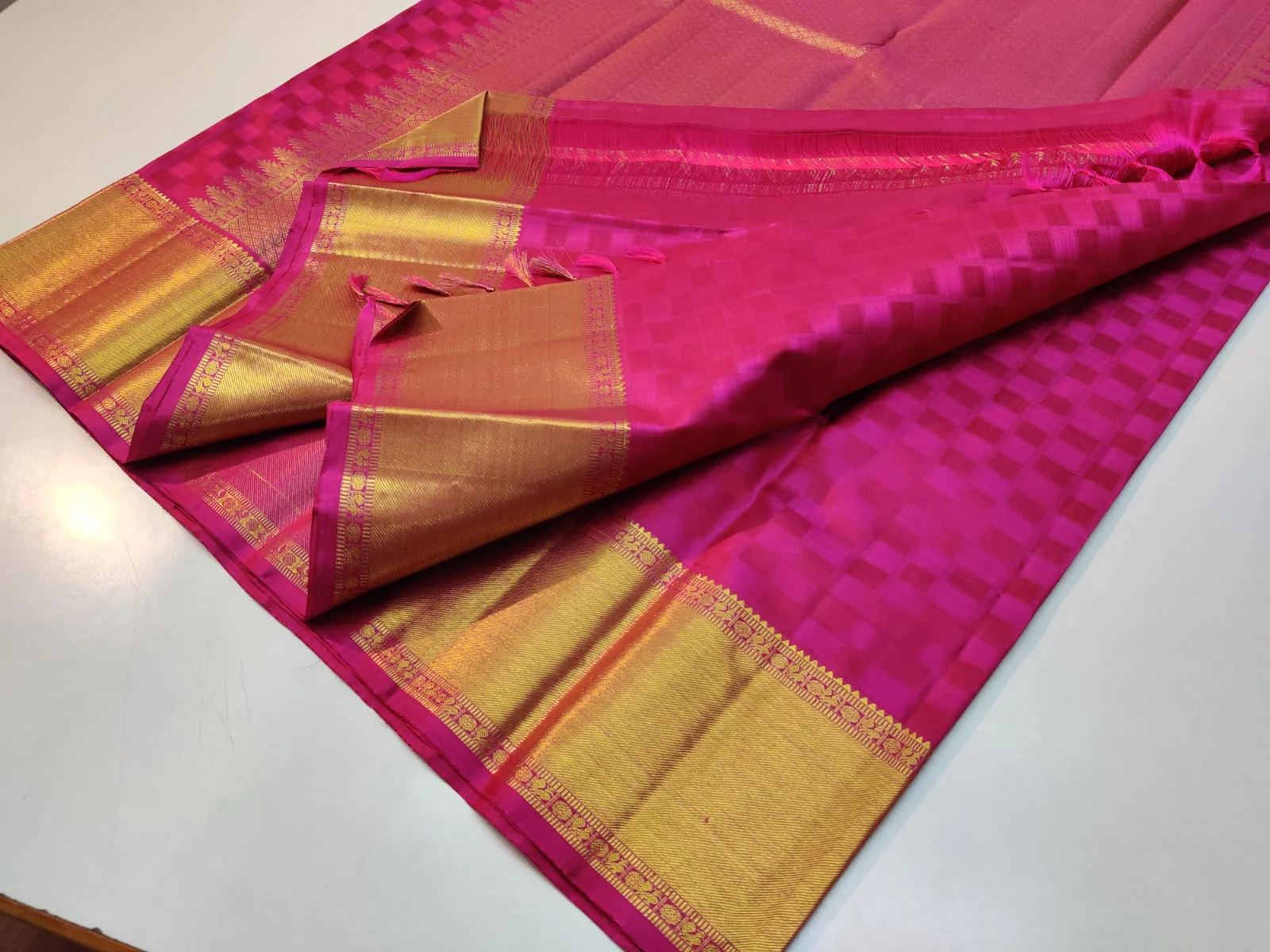 Pink Kanchipuram Handloom Pure Silk Saree - Image 3