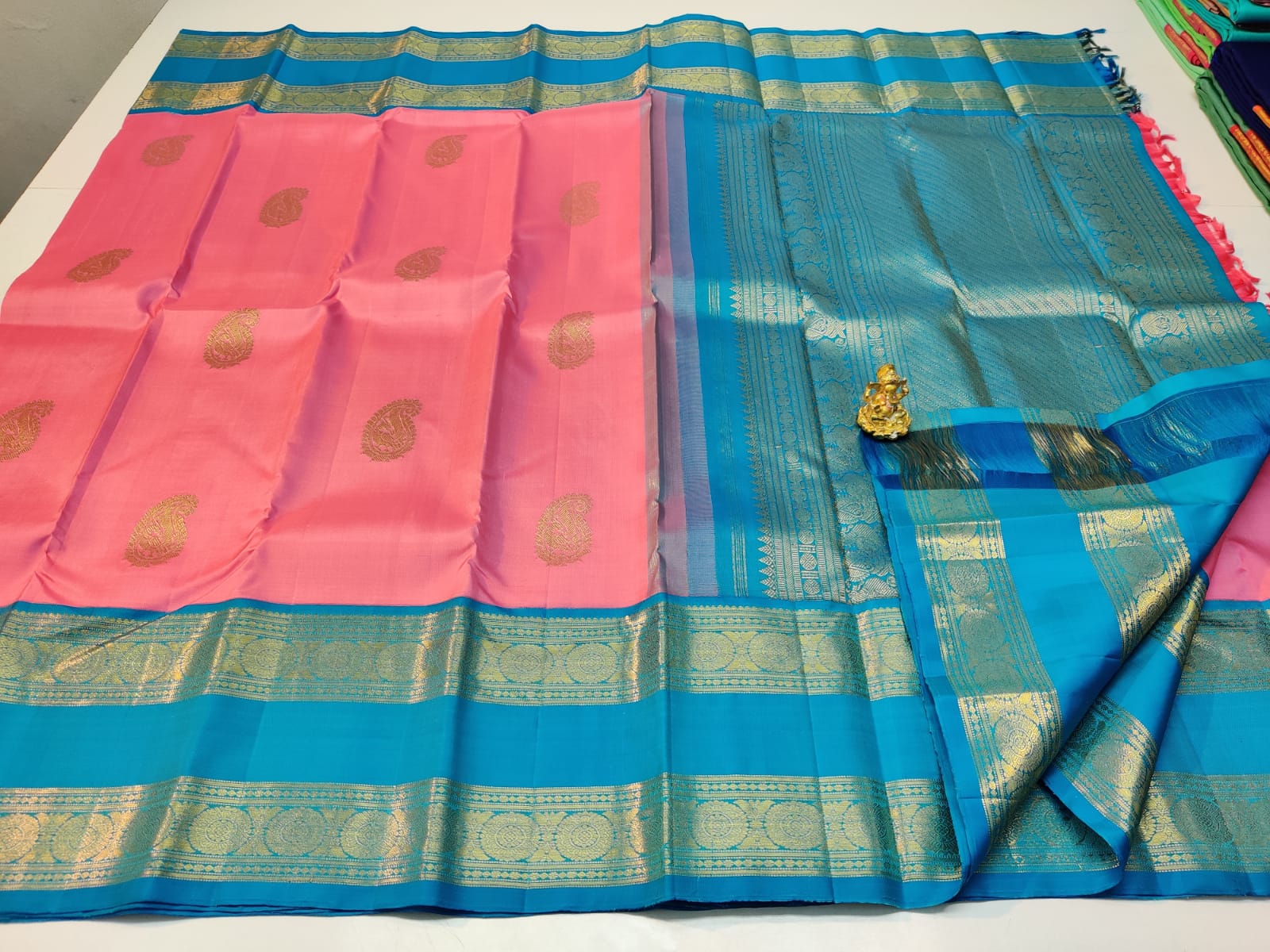 Pink Korvai Kanchipuram Silk Saree - Image 3